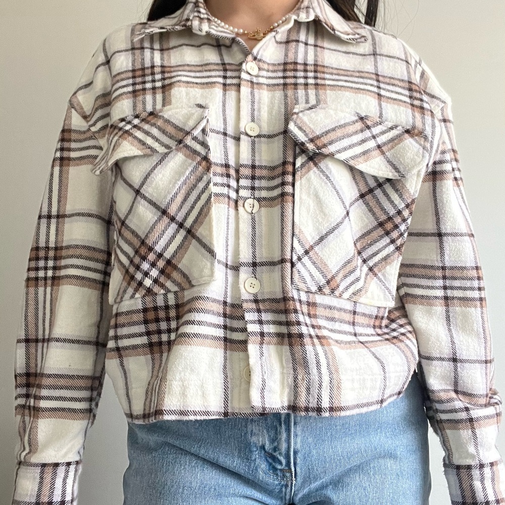 Zara Purple&Cream Plaid Shacket